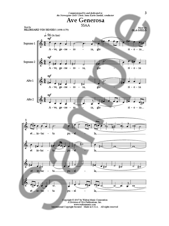 ola gjeilo ave generosa ssaa sheet music sheet music