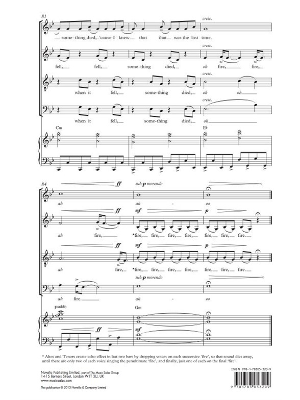 adele set fire to the rain satb piano accompaniment sheet music rain sheet music