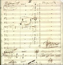 Fragmento del manuscrito de la apertura del segundo movimiento del Concierto para violonchelo