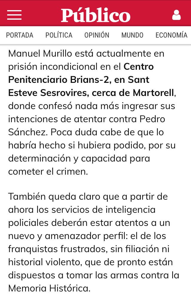 Información del diario Público sobre el francotirador detenido hace un mes.