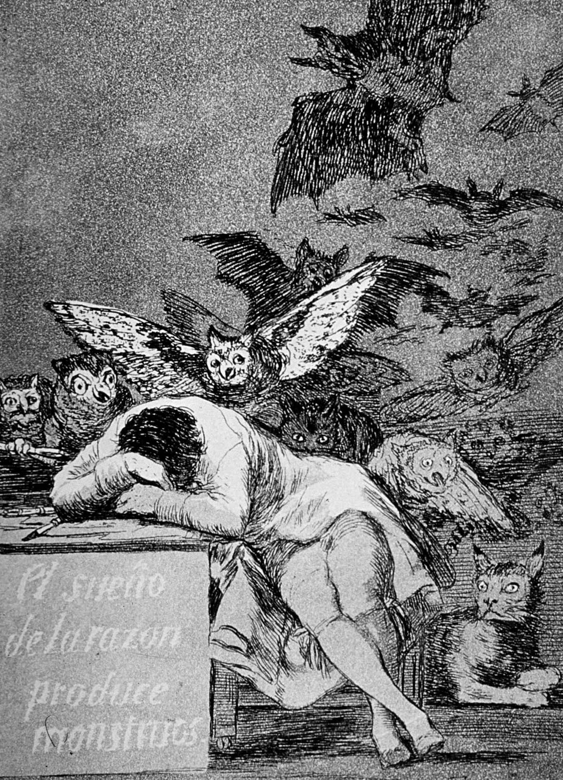El sueño de la razón produce monstruos. Grabado de la serie Los Caprichos del pintor español Francisco de Goya. Está numerado con el número 43 en la serie de 80 estampas. Se publicó en 1799.