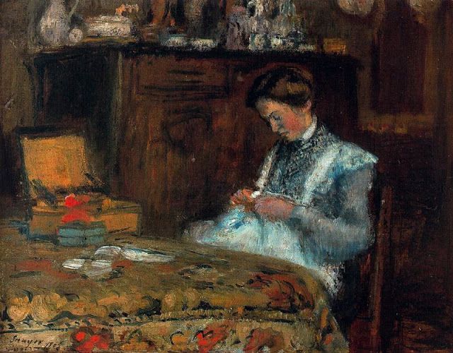 "mujer cosiendo" de Zuñer