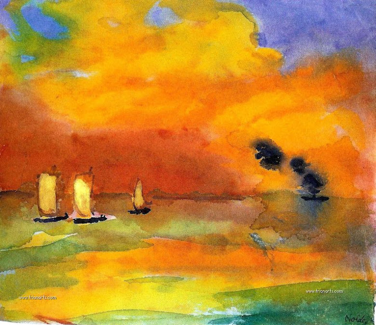 Nolde comenzó su extensa serie de Cuadros “no pintados”, que mantuvo escondidos en su casa de Seebüll,