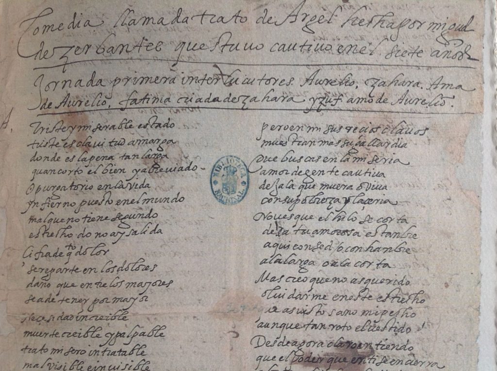 manuscrito El trato de Argel