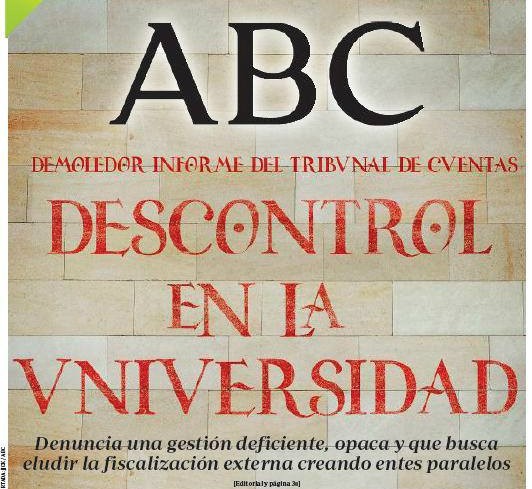 Portada de ABC: Descontrol en la Universidad