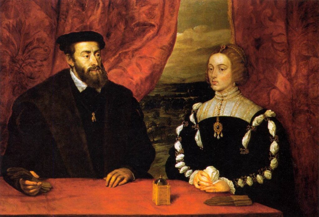Carlos V e Isabel de Portugal, copia de Rubens de un original de Tiziano