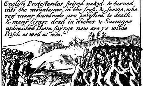 1641 irlandeses desnudos antes de ser masacrados