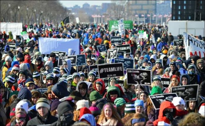 Una multitud recorre las calles de Washington en la Marcha anual por la Vida de 2017
