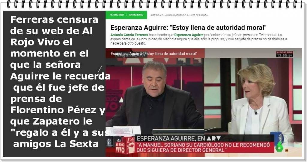 Ferreras censura de su Web