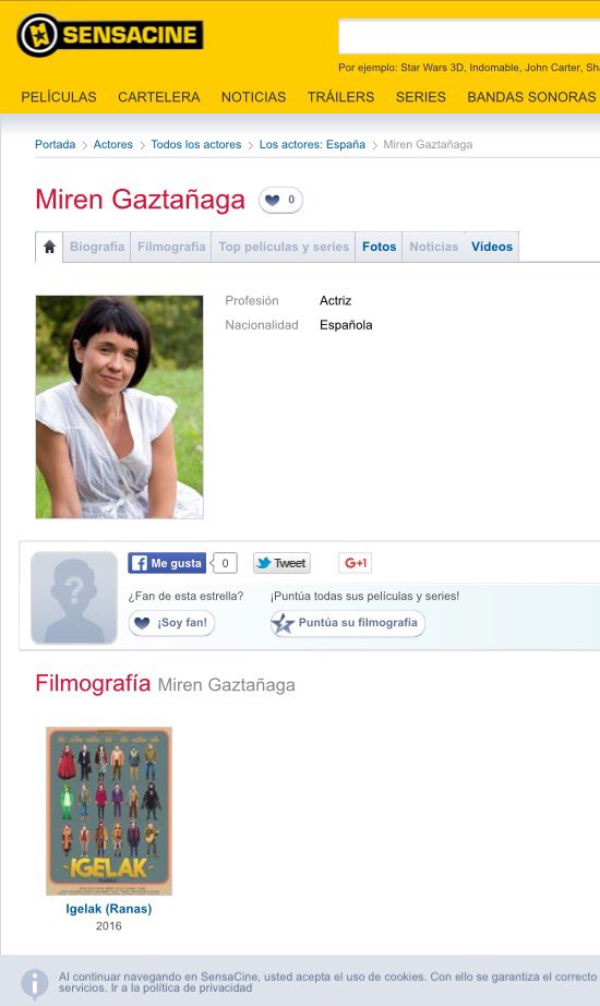 Resulta que la actriz que opina que los españoles somos unos catetos y fachas tiene tanta filmografía que cabe en el verso de un sello