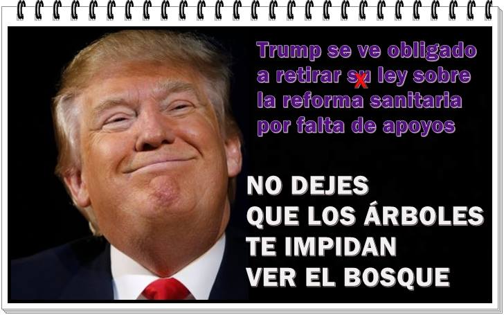 Trump se ve obligado a retirar la Ley de Reforma Sanitaria. Ilustración de Rafael Gómez de Marcos