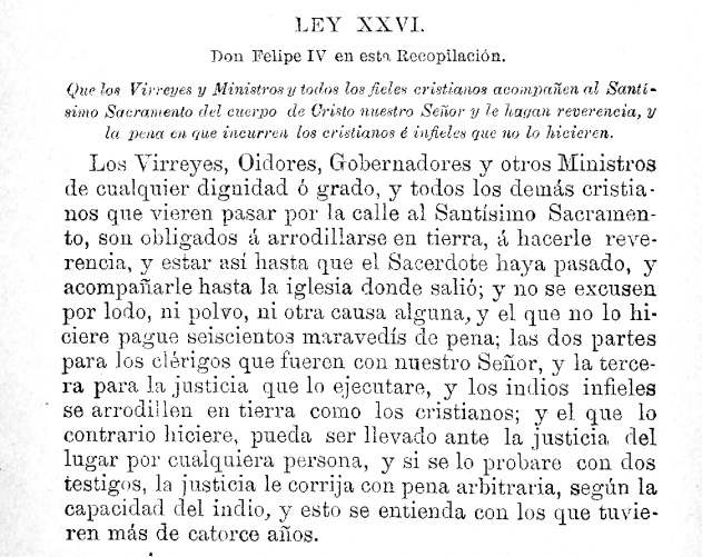 Ley XXVI Felipe IV