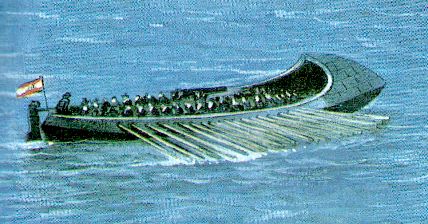 Modelo de la lancha cañonera inventada por Barceló y que se aplicó por primera vez en el Sitio de Gibraltar (1.779-1.783). Estaban blindada