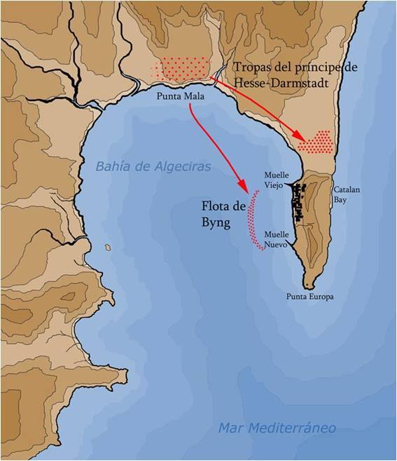 Situación de las tropas sitiadoras en la Bahía de Algeciras.