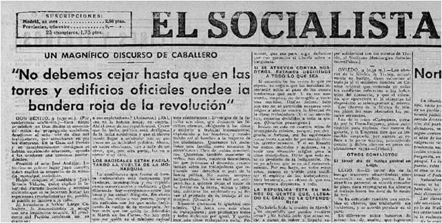 Contraportada de la edición de El Socialista, periódico oficial del PSOE, del 9 de noviembre de 1933