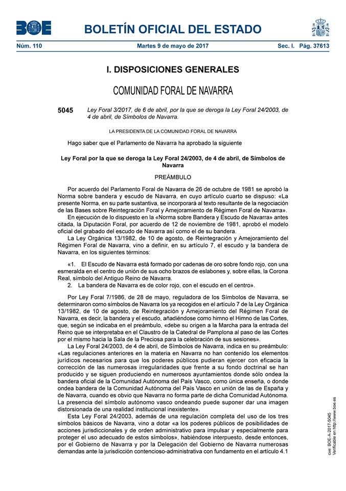 Derogación símbolos de Navarra