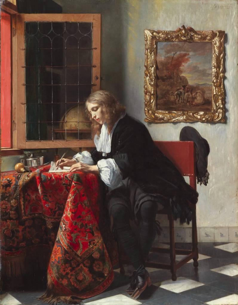 Hombre escribiendo una carta. Gabriël Metsu. 1662-1665. Galería Nacional de Irlanda