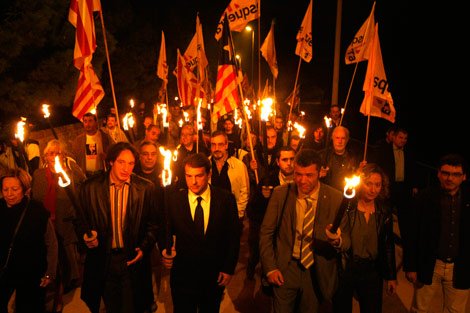 Marcha de separatistas en Cataluña