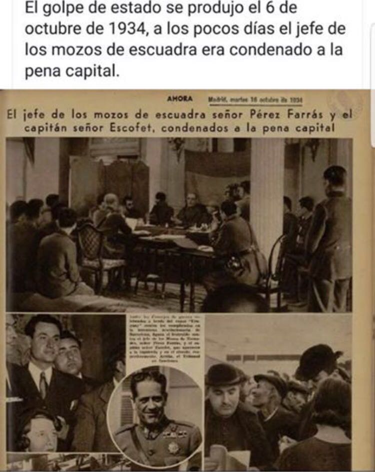 El Jefde de los Mozos de escuadra señor Pérez Farrás y el capitán señor Escofet, condenados a la pena capital