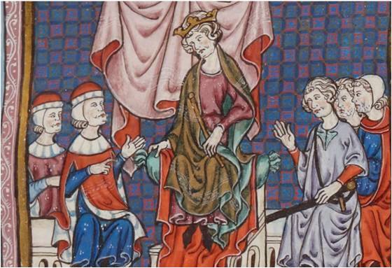 Consejo de nobles presidido por Jaime II de Aragón.