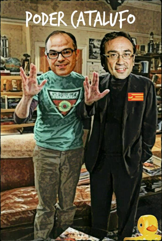 Aquí pidiendo el voto la parejita flatulenta de Junts Per Puchemón. Ilustración de Linda Galmor