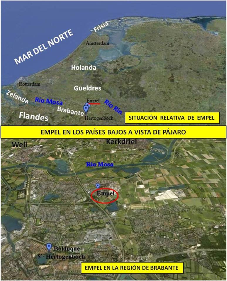 Empel en la Región de Brabante a vista de pájaro