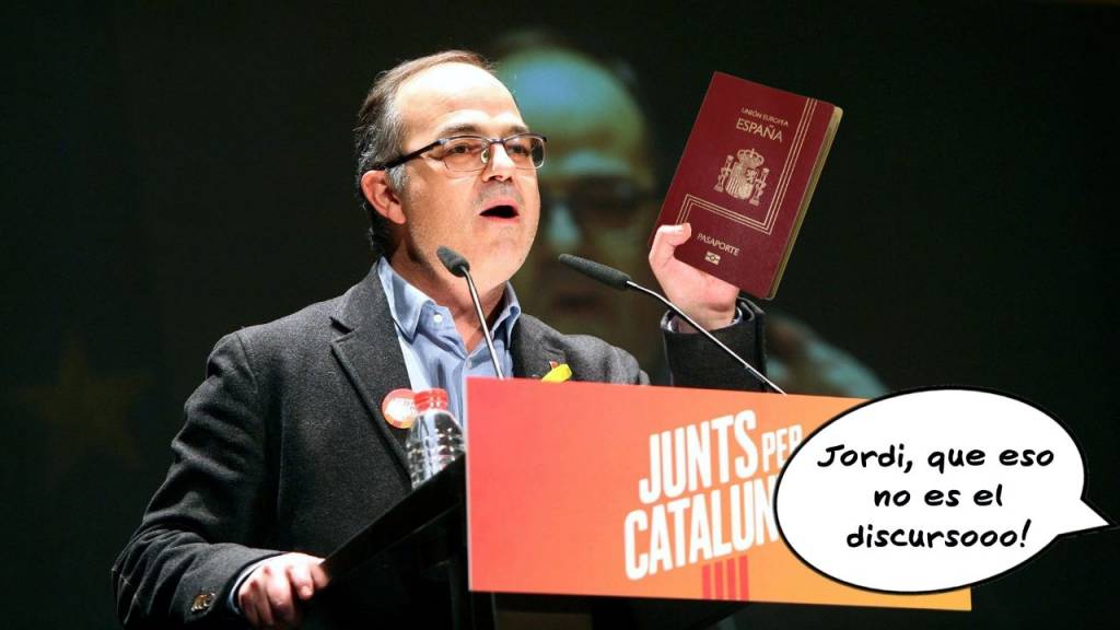 Jordi Turull con Pasaporte. Ilustracón de Nacho Díaz