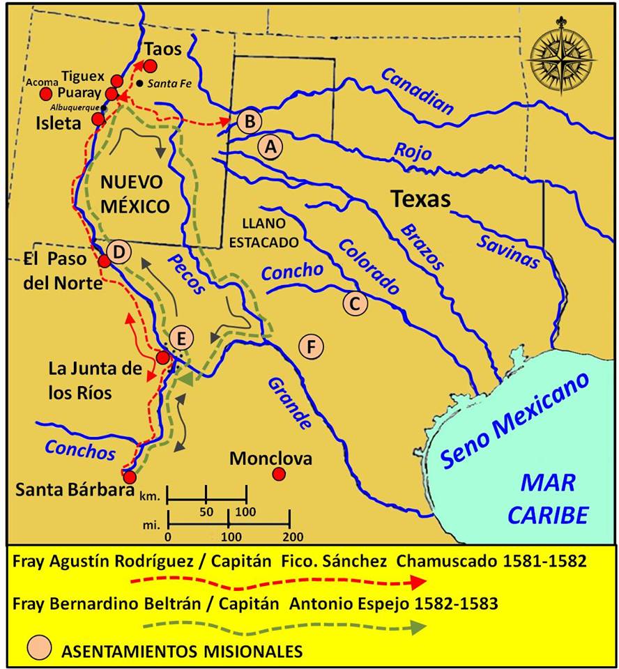 Las expediciones menores al suroeste del los capitanes Chamuscado y Espejo.