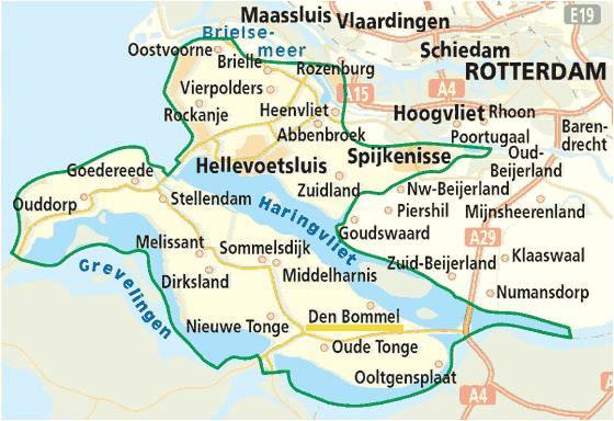 Mapa de la isla de Bommelwaard y población de Den Bommel