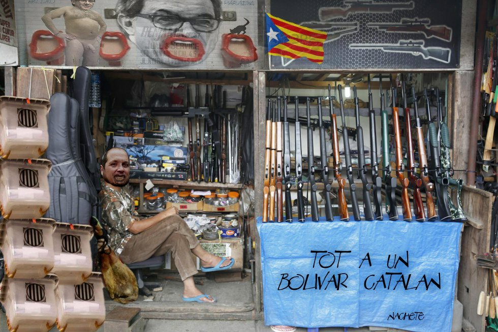 Tot a un bolivar catalán. Ilustración de Nachete