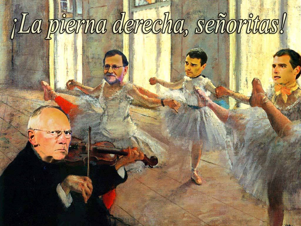 La pierna derecha, señoritas. De la serie Museo Político, Ilustración original de Rafael Herrera