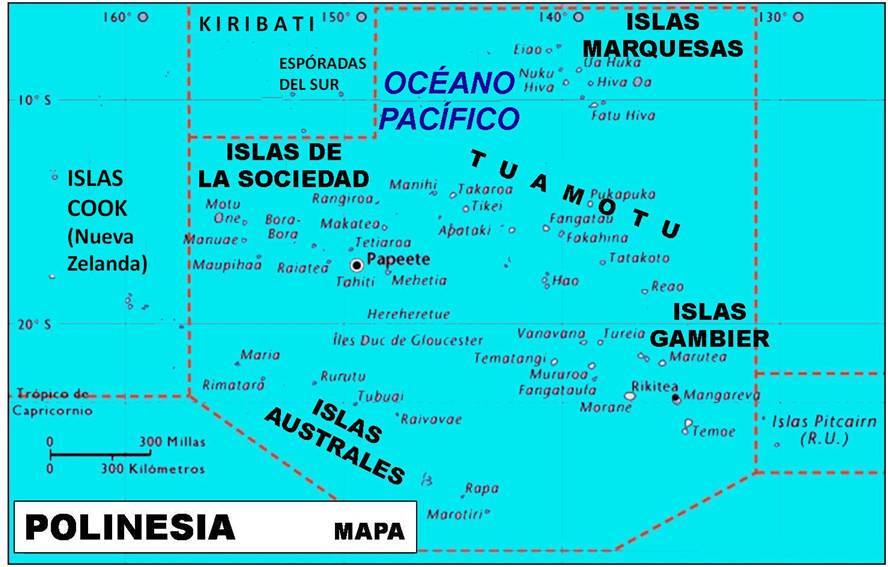 Polinesia.Mapa elaboración propia ©José Antonio Crespo-Francés