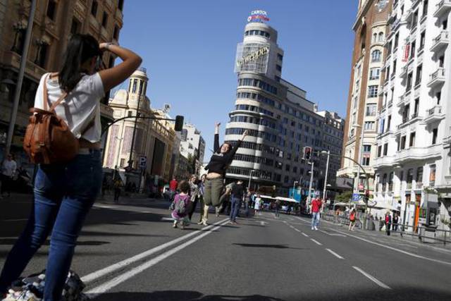 La Gran Vía de Madrid, sin coches