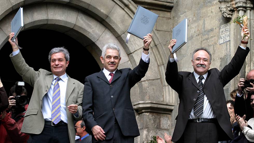 Saura, Maragall y Carod-Rovira tras el Pacto del Tinell.