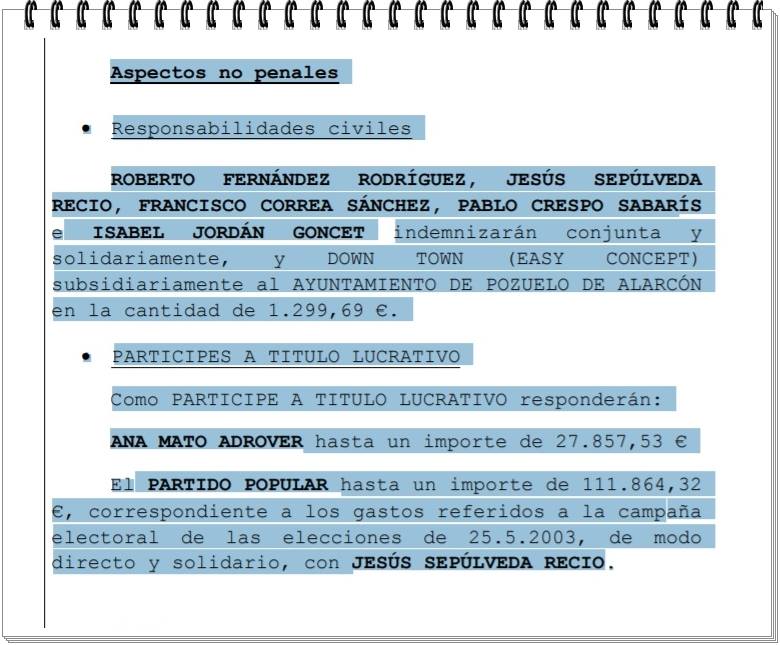 Donde está la condena al PP