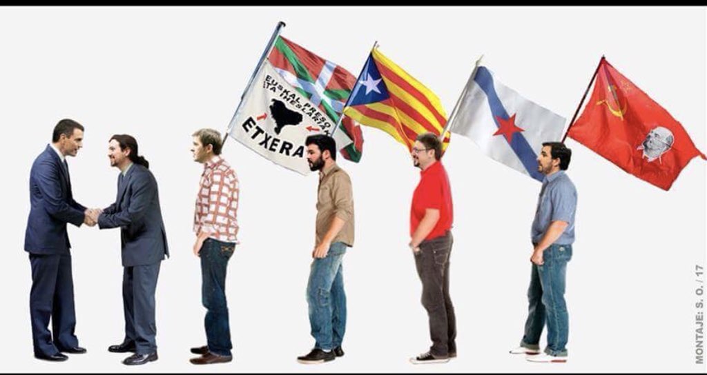 ZPedro y su plurigilipollez se prepara para el 'besamanos' con toda la jauría que pretende destrozar España. Ilustración de Santi Orue