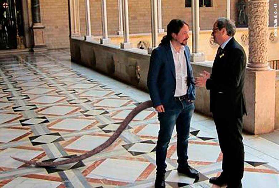 Iglesias defiende un referéndum de autodeterminación y pide a Torra que sus diferencias con el PSOE no impidan hablar. Santi Orue