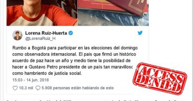 Ruiz-Huerta expulsada de la Misión Internacional tras un tuit que apoyaba al candidato Gustavo Petro. Por Rafael Gómez de Marcos Ruiz-Huerta expulsada de la Misión Internacional tras un tuit que apoyaba al candidato Gustavo Petro. Por Rafael Gómez de Marcos