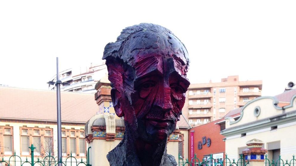 El busto pintado de Lluís Companys en Lérida