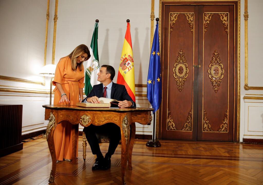 Susana Díaz y Pedro Sánchez en el Palacio de San Telmo