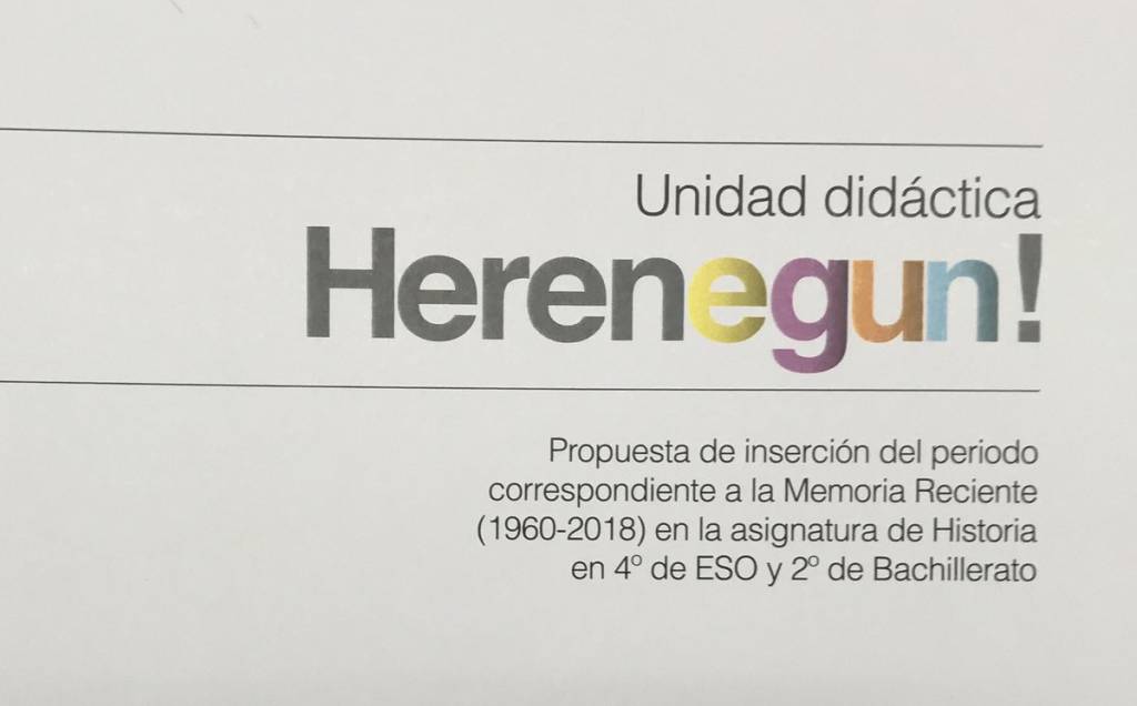El Gobierno vasco llevará a las clases el próximo curso un proyecto piloto para impartir una asignatura sobre la "memoria reciente" entre 1960 y 2018