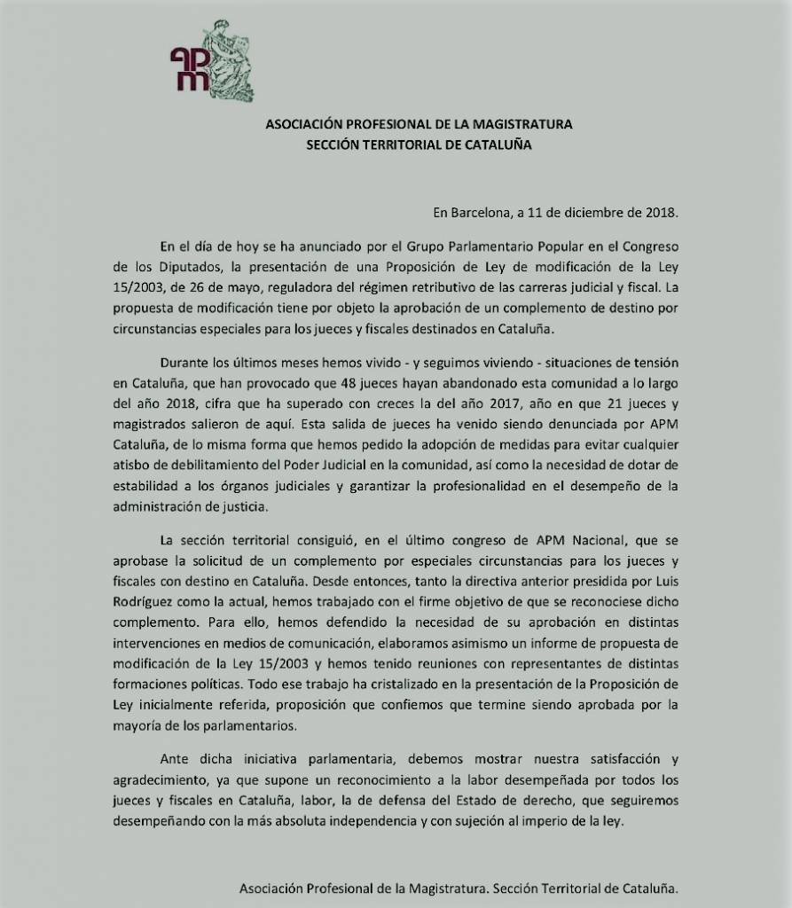 Comunicado complemento APM Catalunya