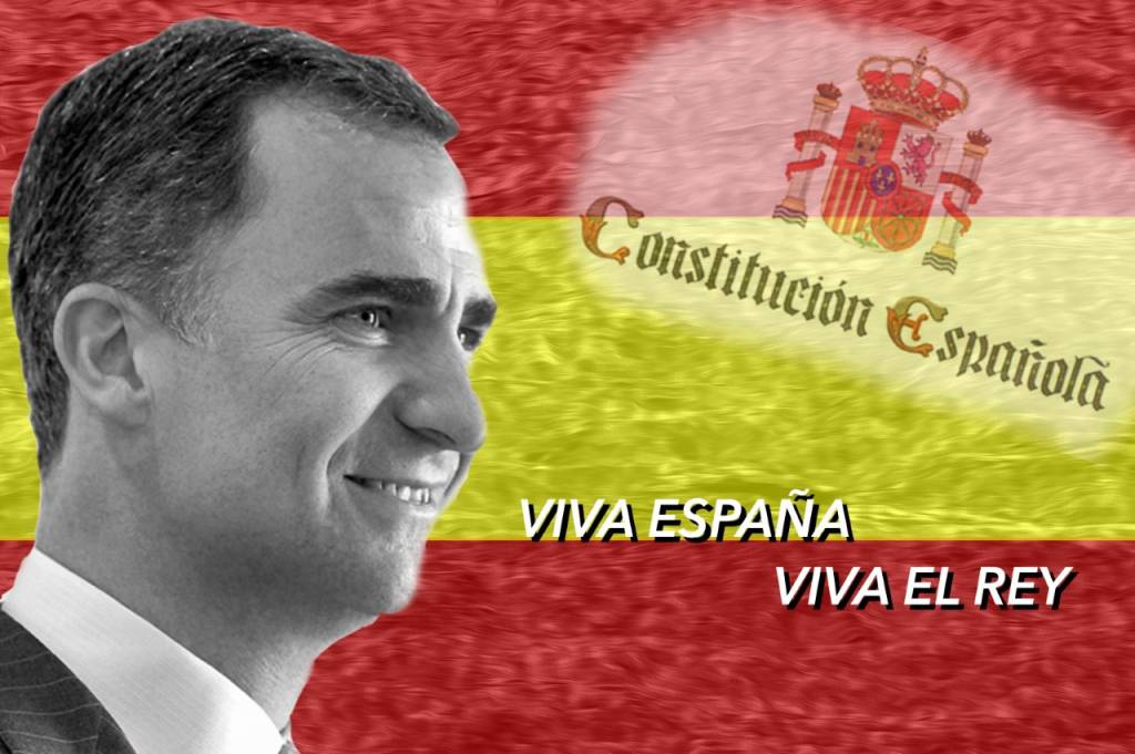 Viva España, viva el Rey y viva la constitución. Ilustración de Rodolfo Arévalo