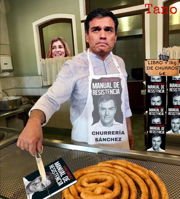 No sé si han dicho que los libros del casi ex presidente se vendían como churros, o los regalaban comprando un kilo de churros. Por Tano
