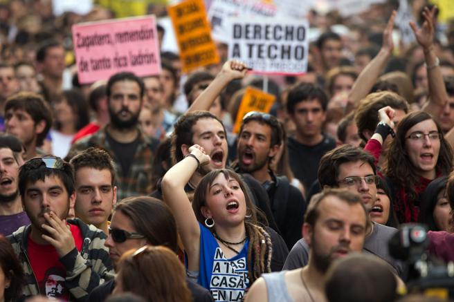 Manifestación en Madrid organizada por 'Juventud sin Futuro'.