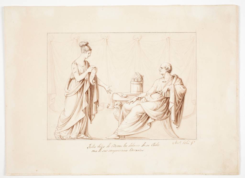 Tulia, hija de Cicerón, lee delante de su padre una de sus composiciones literarias - Colección - Museo Nacional del Prado