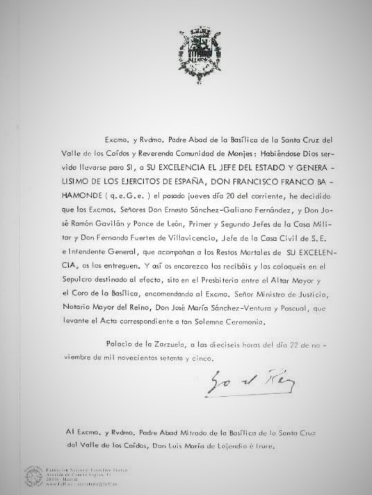 decisión del anterior Jefe del Estado, S.M. don Juan Carlos