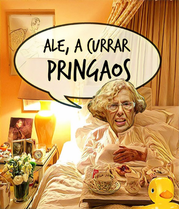 La Abu, desde su camita con dosel de uno de sus casoplones, desea un #FelizSábado a todos los administrados. por Linda Galmor