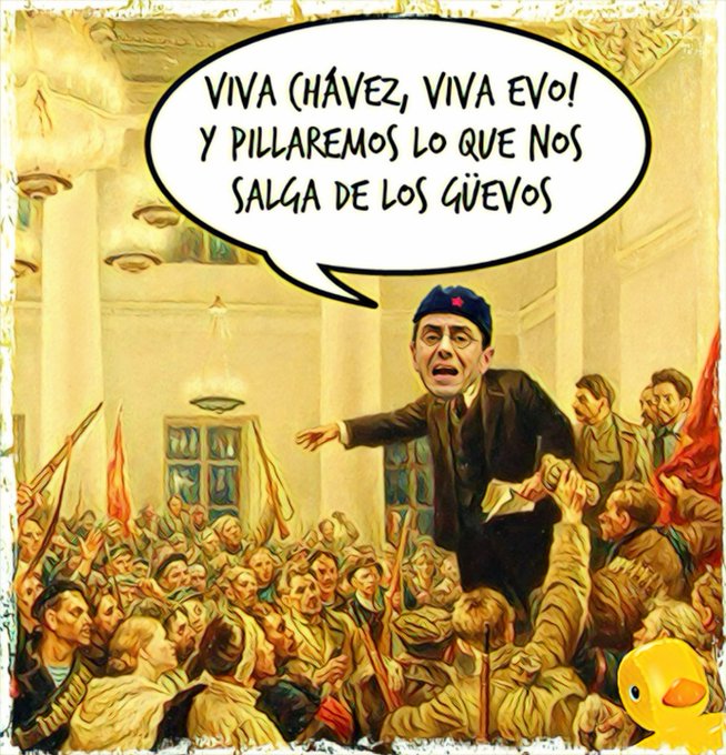 El profe arenga a los podemiteros antes de la toma de.ministerios. Por Linda Galmor