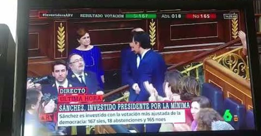 Pedro Sánchez alcanza la investidura, La Sexta lo celebra.